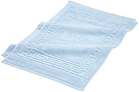 Superior Hotel & Spa Quality Bath Mat Set of 2, Made of 100% Premium Long-Staple Combed Cotton, Durable and Washable Bathroom Mat 2-Pack - Light Blue, 22" x 35" each