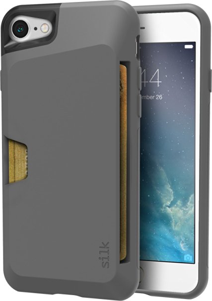 Silk iPhone 7 Wallet Case - Vault Slim Wallet for iPhone 7 [Protective Grip Card Case] - Gunmetal Gray