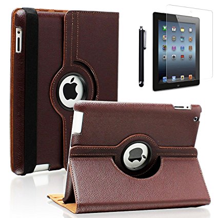 Zeox New iPad 9.7 inch 2017 / iPad Air Case - 360 Degree Rotating PU Leather Stand Protective Cover with Smart Auto Wake/Sleep for Apple New iPad 9.7 inch 2017/ iPad Air, Brown