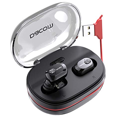 Bluetooth Headphones DACOM True Wireless Earbuds with mic Balanced Bass Stereo Mini Earphone Extra Lightweight Cordless Headset with 1100 mAH Portable Charging Case