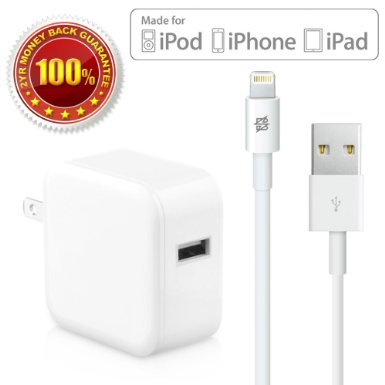 iPad Lighting Charger Sync Data Cord 3ft and Wall Adapter Bundle Apple MFI Certified Original USB Cable for All iPad Mini and iPad Air 2