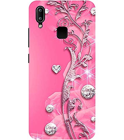 Pattern Creations Printed Heart and Diamond Design Slim Light Weight Back Cover Compatible with Vivo Y95 / Vivo Y93 / Vivo Y91 (Pink Color)
