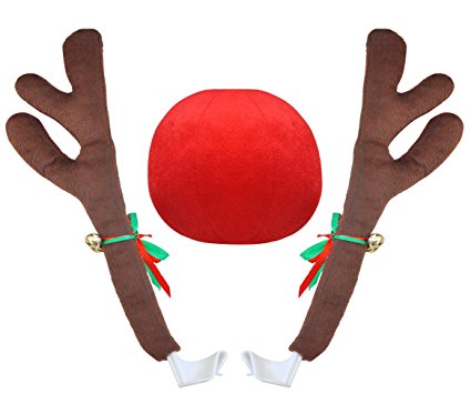 Crusar Car flags Reindeer Vehicle Costume with Jingle Bells for car