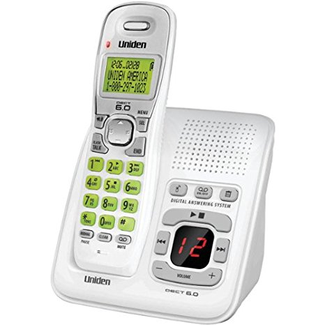 Uniden D1483 DECT 6.0 1-Handset 1-Line Digital Cordless Phone, White