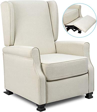 Homall Fabric Recliner Chair Modern Wingback Single Sofa Medieval Living Room Arm Chair Home Theater Seating Push Back Club Chair Reclining (Beige)