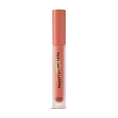 ETUDE HOUSE Matte Chic Lip Lacquer 4g (#BE101 Peach Beige) - Long Lasting Water Proof Pigmented Lip Tint