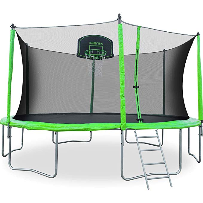 Merax Trampoline with Safety Enclosure, Basketball Hoop and Ladder 12 14 FT Available