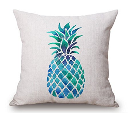 Lyn Cotton Linen Square Throw Pillow Case Decorative Cushion Cover Pillowcase for Sofa Deer Head 18 "X 18 " Pineapple pattern pillow ¡­ (5)