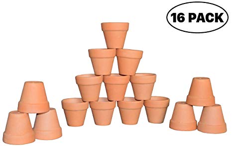 My Urban Crafts 2" Small Mini Terracotta Clay Pots - Great For Succulent & Cactus Nursery Planter, DIY Craft Projects, Wedding and Party Favors (Set of 16)