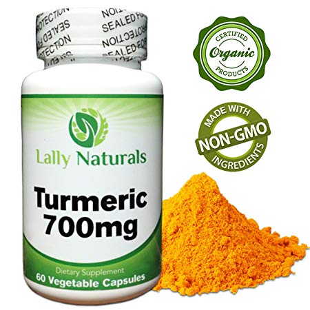 Certified Organic Turmeric Curcumin Supplement - 700 mg - Non-GMO - Curcuminoids with Black Pepper Peperine for Best Absorption - Antioxidant - Joint Pain - Inflammation Relief - 60 Veggie Capsules