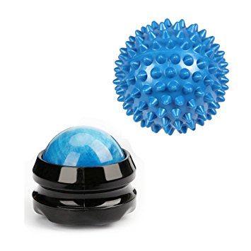 HailiCare Pressure Point Massage Ball Set - 2 Massage Rollers for Stress Relief and Relaxing - Ideal Foot, Back, Leg and Deep Tissue Massager (Blue)