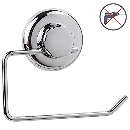 Tatkraft Megalock Toilet Paper Roll Holder Wall Suction Cup Chrome Steel/Plastic 5.7 X 0.2 X 3.2 In