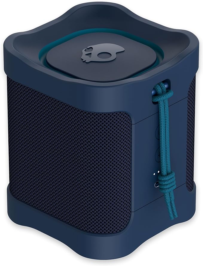 Skullcandy Terrain Mini Wireless Bluetooth Speaker - IPX7 Waterproof Portable Speaker with Dual Custom Passive Radiators, 14 Hour Battery, Nylon Wrist Wrap, & True Wireless Stereo (Navy)