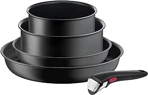 Tefal L76495 Ingenio Ultimate 5-teiliges Kochgeschirrset | stapelbar | Antihaftversiegelung | induktionsgeeignet | Thermo-Signal Temperaturanzeiger | Schwarz | 5 tlg.