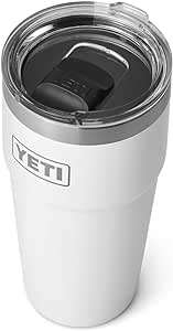 YETI Rambler 20 oz Stackable Tumbler, Stainless Steel, Vacuum Insulated with MagSlider Lid, White