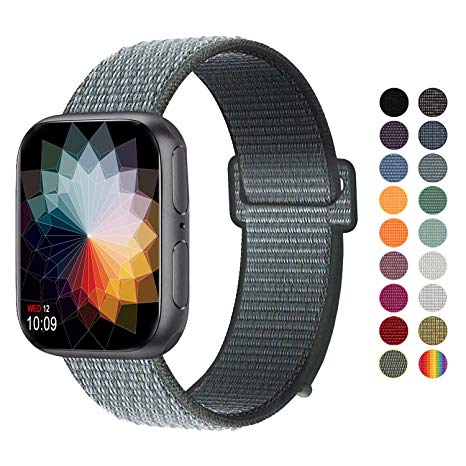 Sanday® Compatible with Watch Straps 38mm/40mm, Nylon Sport Loop Band Wristband Replacement for Series 4, Series 3, Series 2, Series 1 (38mm/40mm, Updated-Storm Gray)