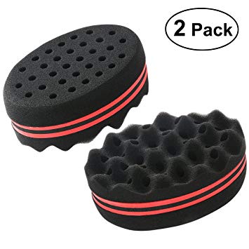 PIXNOR Hair Sponge Brush for Twists, Coils Wave Hair, Curls Dread Afro Hair -2 Pack (Size 1)