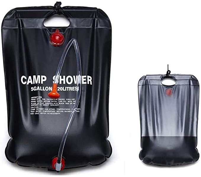 GOCTOS Camp Shower, Portable Solar Shower Camping Bag 5 Gallon Ultralight PVC Black Bag for Summer Camping Outdoor Hiking Travel
