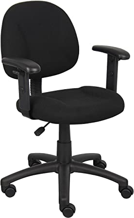 Boss Office Products Perfect Posture Deluxe Office Task Chair with Adjustable Arms, Black