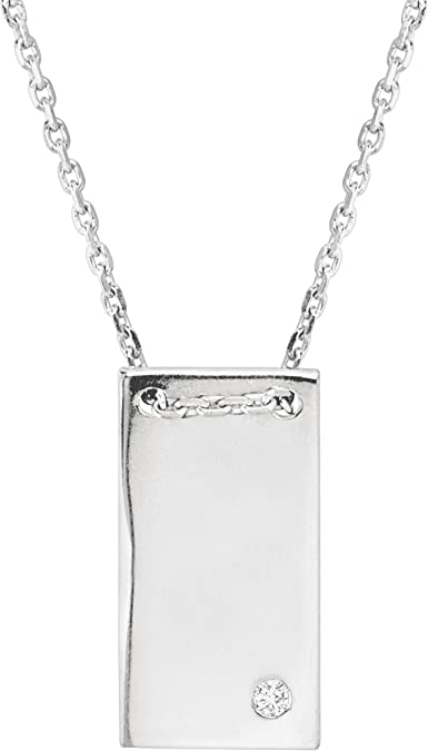 Silpada 'Shine Bright' Rectangular Pendant with Cubic Zirconia in Sterling Silver, 16"   2"