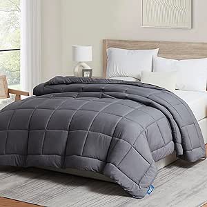 Nestl Comforter Duvet Insert, Quilted Down Alternative Comforter Twin XL Size, All Season Grey Comforter Twin XL Duvet Inserts, Twin XL Size Comforter with Corner Tabs, Twin XL Bed Comforter