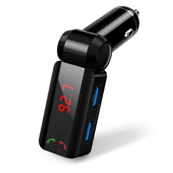 iClever Wireless Bluetooth FM Transmitter, Bluetooth Adapter Car Charger MP3 Player Hands Free Calling Wireless Radio Car Kit In-car Bluetooth Receiver, with Micro SD slot Dual USB Port, LCD Display