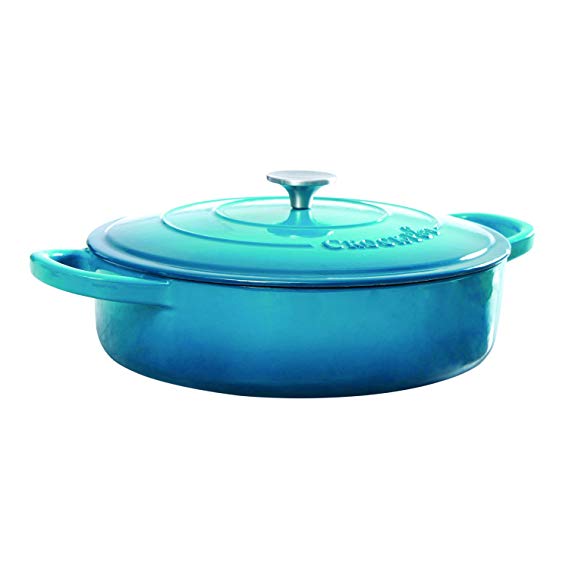 Crock Pot 112002.02 Artisan 5 Quart Enameled Cast Iron Braiser Pan, Teal Ombre