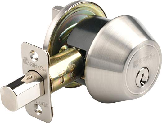 Brinks 2717-119 Single Cylinder Deadbolt Keyed on One Side, Satin Nickel