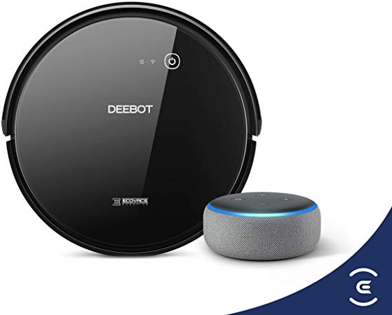 ECOVACS DEEBOT 601 Robotic Vacuum Cleaner with App Control Bundle with Echo Dot 3rd Gen (Charcoal)