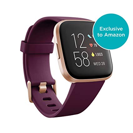 Fitbit Versa 2 Health & Fitness Smartwatch with Heart Rate, Music, Alexa Built-in, Sleep & Swim Tracking-Bordeaux/Coppper Rose