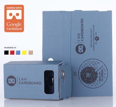 I AM CARDBOARD® 45mm Focal Length Virtual Reality Google Cardboard with Printed Instructions and Easy to Follow Numbered Tabs (WITH NFC) (Blue)