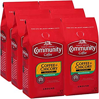 Community Coffee & Chicory Decaf, Ground Coffee, 12 Ounces (Pack Of 6)