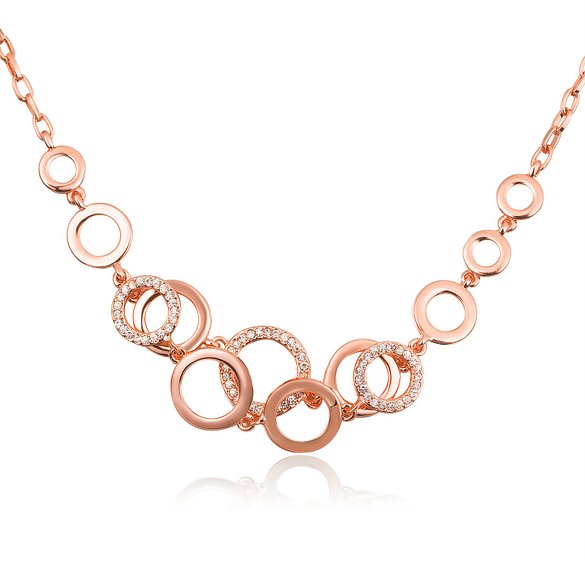 Fancydeli® "Love Under the Stars" Rose Gold Plated Women Circle Necklace Crystals