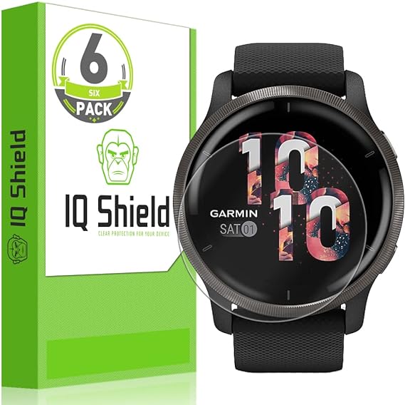 IQShield Screen Protector Compatible with Garmin Venu 2 / Garmin Venu 2 Plus 45mm (6-Pack) Anti-Bubble Clear TPU Film