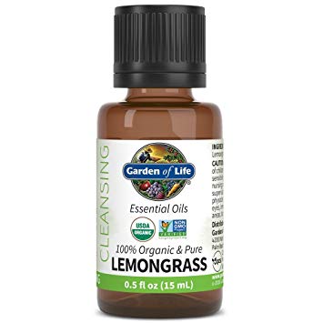 Garden of Life Essential Oil, Lemongrass 0.5 fl oz (15 mL), 100% USDA Organic & Pure, Clean, Undiluted & Non-GMO - for Diffuser, Aromatherapy, Meditation - Cleansing, Relaxing, Calming, Cleaning