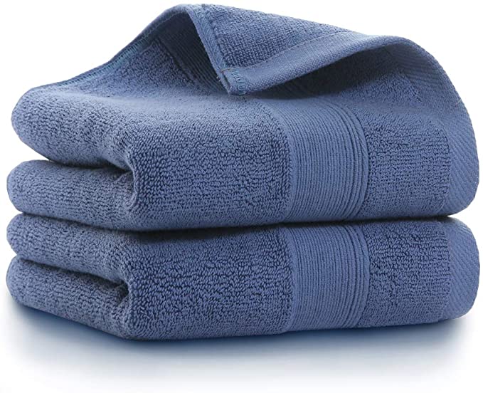 Years Calm 2 Pack Cotton Hand Towels, Durable Highly Absorbent Soft Washcloth Towel for Premium Luxury Spa Hotel Bathroom, 14 x 30 Inch (Navy Blue)