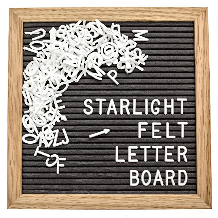 Gray Felt Letter Board 10X10 Inches With 340 Changeable Letters, Special Characters, And Emoji Included - With Hook