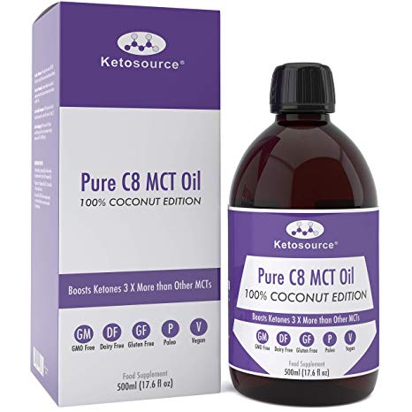 Premium C8 MCT Oil from 100% Coconut | Boosts Ketones 3X More Than Other MCTs | Highest Purity C8 MCT Available 99.8% | Paleo & Vegan Friendly | Gluten Free | BPA-Free Bottle | Ketosource®