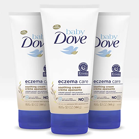 Baby Dove Soothing Cream Baby Lotion To Soothe Delicate Baby Skin Eczema Care No Artificial Perfume or Color, Paraben Free, Phthalate Free, 5.1 oz, Pack of 3