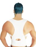 Faburo Adjustable Back Brace for Posture Correction and Back Pain Support - NEW Added Under-Arm Cushion Support - UNISEX White