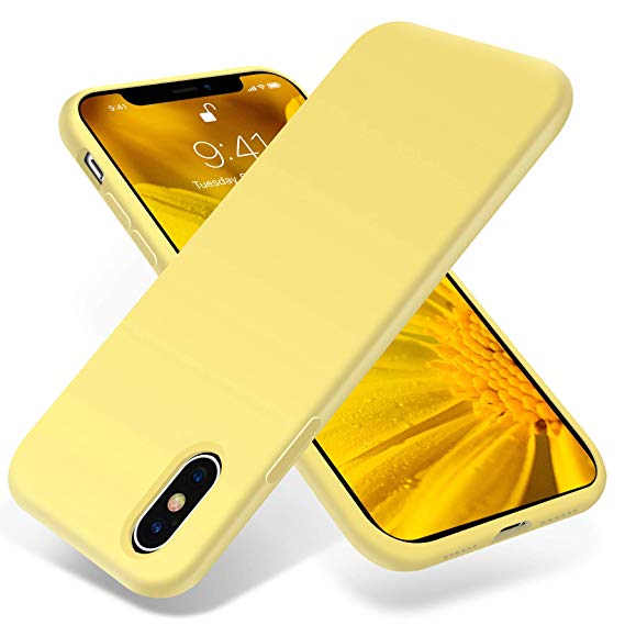 for iPhone X Case ONLY, OTOFLY [Silky and Soft Touch Series] Premium Soft Silicone Rubber Full-Body Protective Bumper Case Compatible with Apple iPhone X(ONLY) - Yellow