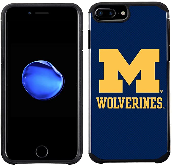 Prime Brands Group Textured Team Color Cell Phone Case for Apple iPhone 8 Plus/7 Plus/6S Plus/6 Plus - NCAA Licensed University of Michigan Wolverines