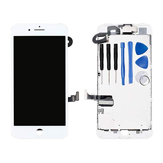 For iPhone 7 Plus Digitizer Screen Replacement White - Ayake 5.5'' Full LCD Display Assembly with Front Facing Camera, Earpiece Speaker Pre Assembled and Repair Tool Kits