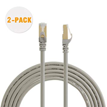 CableCreation (2-PACK) CAT7(Category 7) Double Shielded Ethernet Patch Cable, 50U”Gold Plated Contact,SSTP Network Cable Up to 10 Gigabit, Band Width:600MHZ,10ft/3.0m, Beige Color