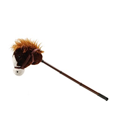Linzy Plush Adjustable Horse Stick with Sound, Dark Brown, 36"