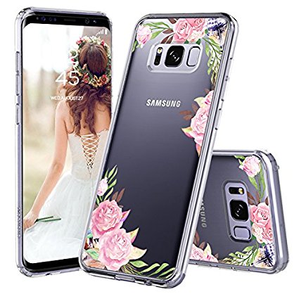 Galaxy S8 Case, Clear Galaxy S8 Case, MOSNOVO Floral Rose Garden Flower Pattern Clear Design Transparent Back with TPU Bumper Protective Case Cover for Samsung Galaxy S8 (2017)