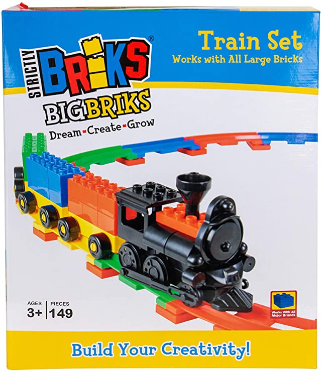 Strictly Briks | Big Briks - Train Set | 4 Color - 149 Pieces | Compatible with All Major Large Bricks Building Brands