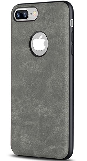 iPhone 7 Plus Case Salawat Shockproof Phone Case with Soft PU Leather Bumper Hard PC Hybrid Protection for Apple iPhone 7 Plus 5.5inch(Gray)