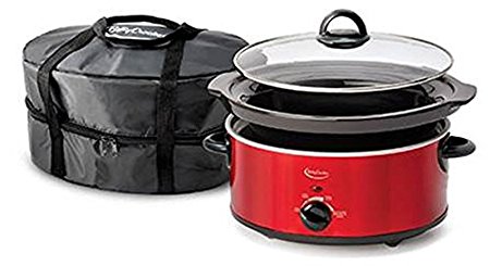 Betty Crocker BC-1544C Slow Cooker with Travel Bag, 5-Quart, Red