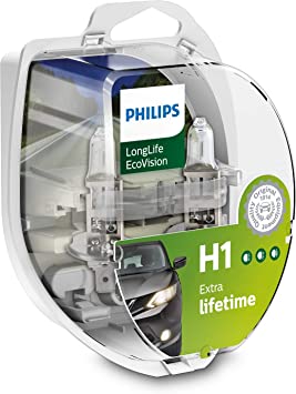 Philips LongLife EcoVision H1 12258LLECOS2 Headlight Bulb Kit with 2 Bulbs